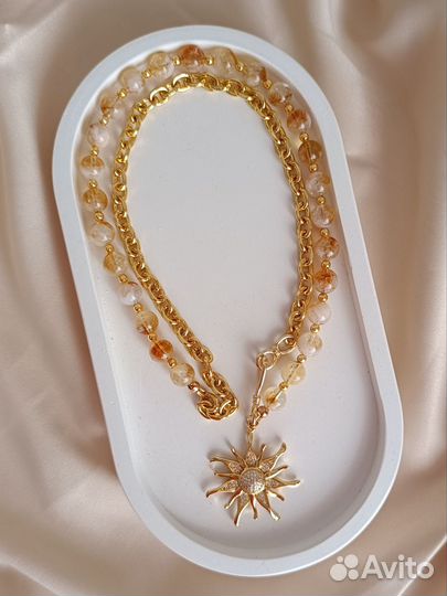 Серьги и колье с цитрином