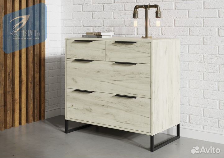 Лофт Комод Дуб Крафт Белый