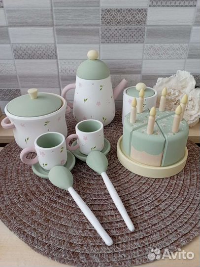 Деревянная посудка детская, пирамидки