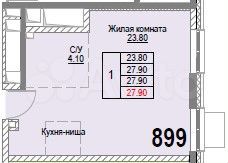 Квартира-студия, 27,9 м², 12/19 эт.