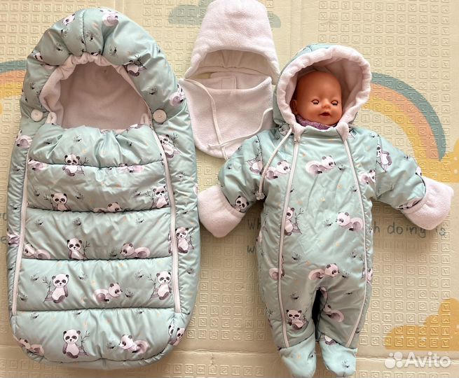 Комбинезончик детский + кокон, шапка, снуд
