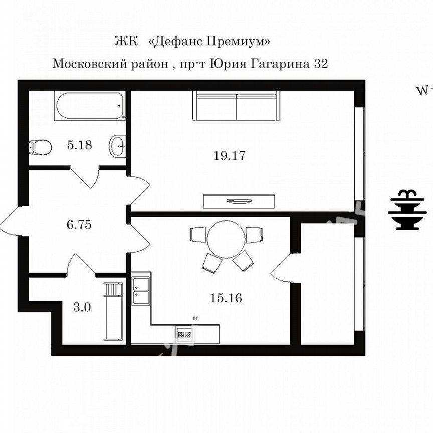 1-к. квартира, 51 м², 8/23 эт.