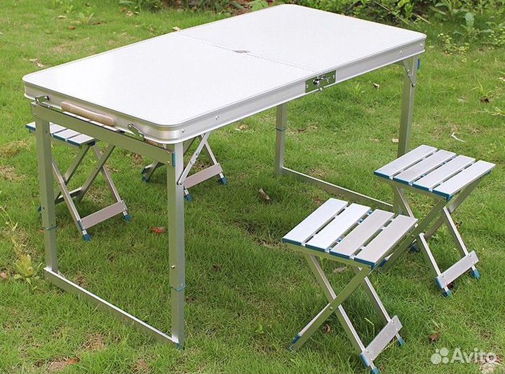 Стол усиленный складной+алюминиевые стулья