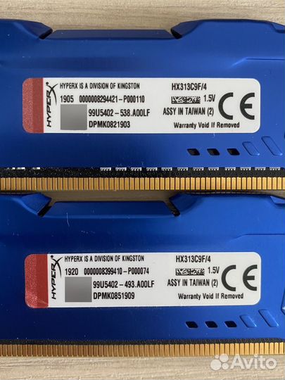 Оперативная память kingston DDR3 4096MBx2 1333MHz