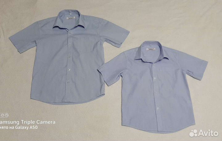 Рубашки школьные цвет голубой и синий р.122-128