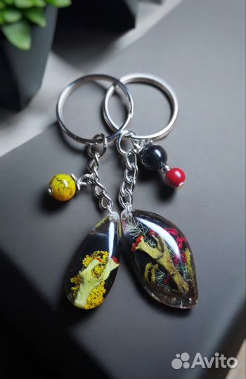 Кулон, брелочки с лишайниками