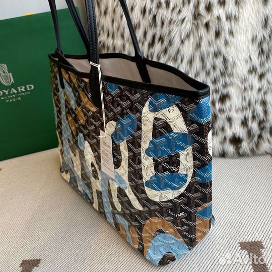 Cумка goyard tote синяя