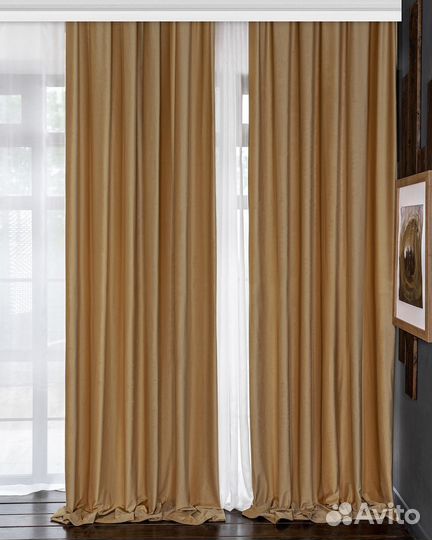 Шторы бархат Беллиссимо крем-брюле новые пошив