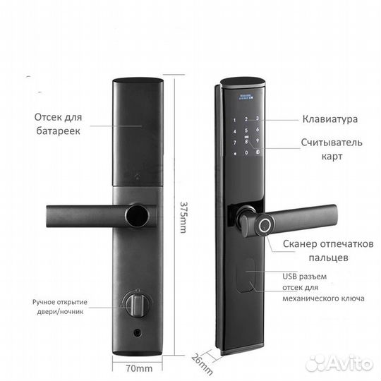 Замок дверной с биометрией для посуточных квартир