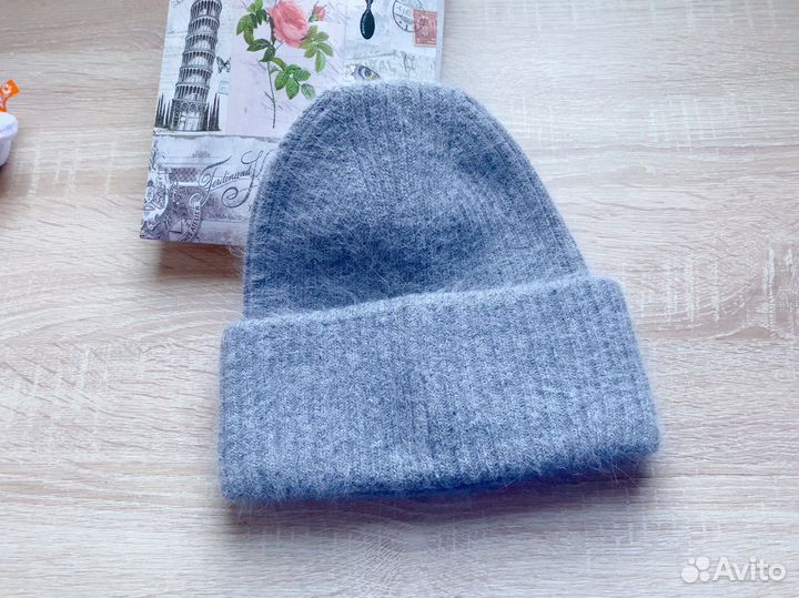 Шапка бини зимняя женская из ангоры 56 58