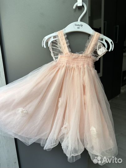 Нарядное платье для девочки 80-86 розовое