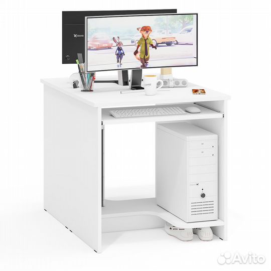 Два стола компьютерных Мебельный двор ск 11-1 белый шагрень, 149,2х50х75 см