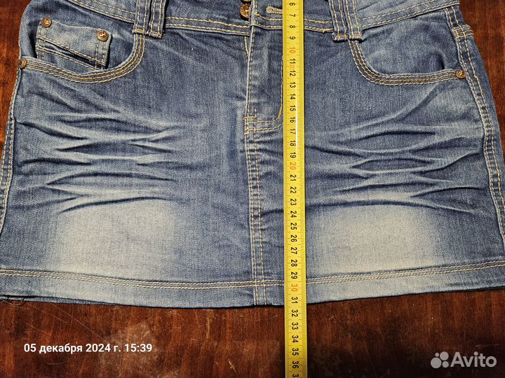 Короткая подростковая джинсовая юбка, 40-42 размер