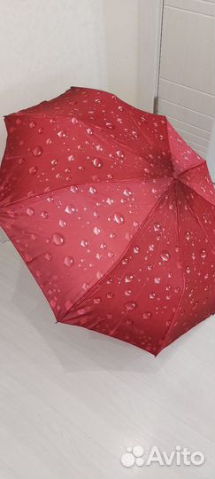 Новый зонт полуавтомат бордово-красный с каплями