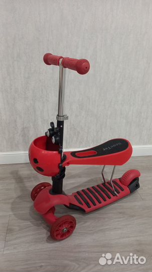 Самокат детский Scooter 3 в 1 с ручкой и сиденьем