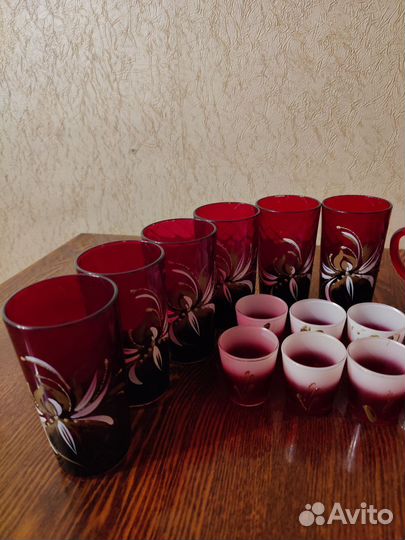 Набор фужеров стопок чашек бокал графин 21 предмет