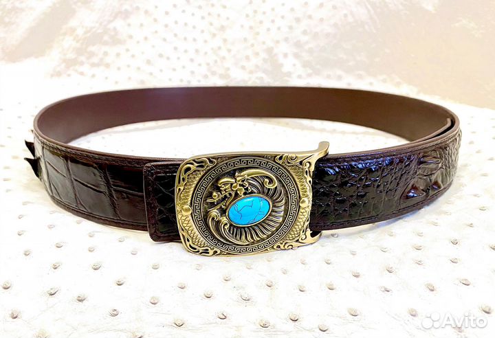 Ремень мужской натуральная кожа крокодила, 120 см