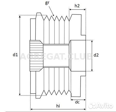 Шкив генератора обгонный krauf APN3990PN