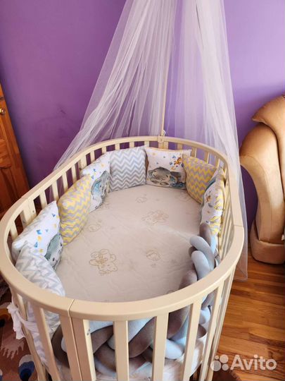 Детская кроватка трансформер с маятником