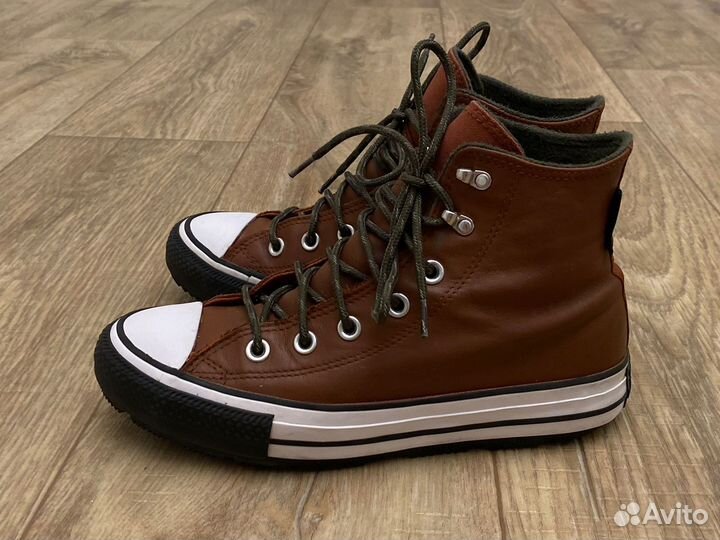 Кеды converse высокие утепленные кожаные