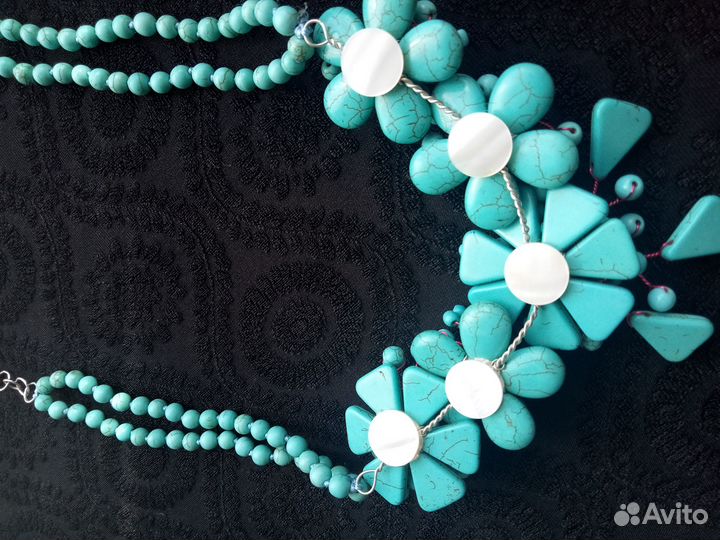 Колье под бирюзу Радуга самоцветов