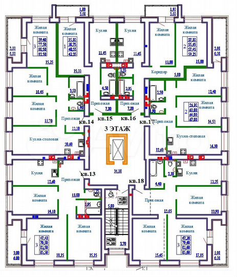 3-к. квартира, 85,6 м², 3/9 эт.
