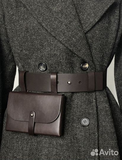 Ремень натуральная кожа (S-M) с латунными кнопками