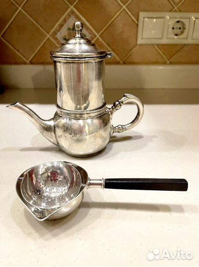 Чайник/ кофейник френч- пресс, посеребренный