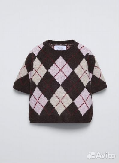 Zara kids комплект юбка свитер ромбы 6-14лет