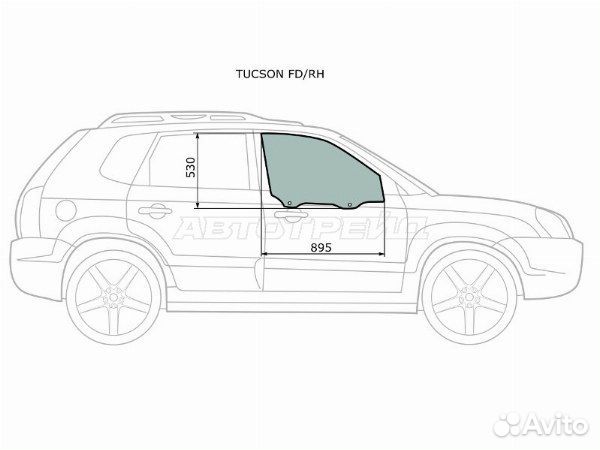 Стекло боковое опускное hyundai tucson hyundai tucson 04-10