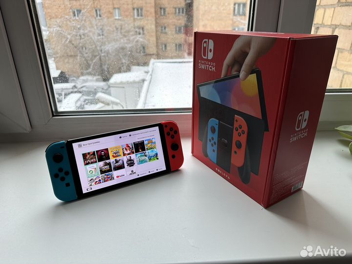 Новая Nintendo Switch Oled Neon Чип+256+Игры