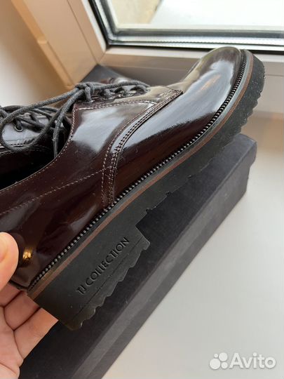 Полуботинки женские туфли лаковые кожа бордо 36