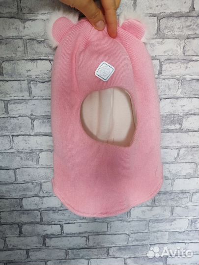 Шапка шлем для девочки 46-48 кроха
