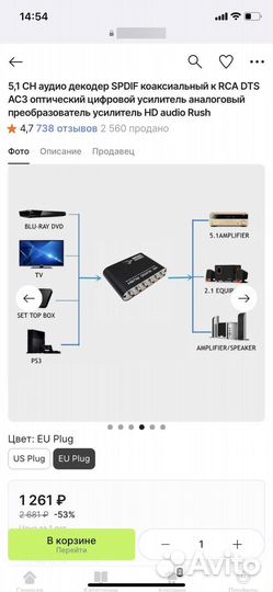 Стереозвуковой аудио spdif - RCA/ AUX