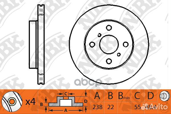 Диск тормозной пер. toyota Corolla AE100 91-95