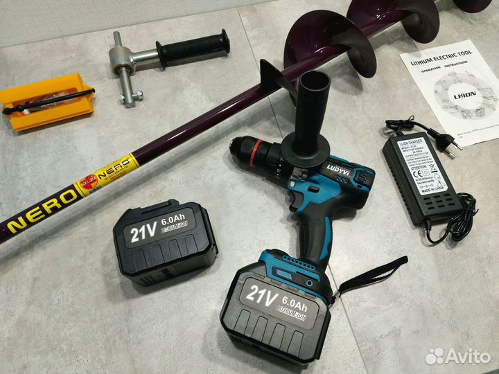 Шуруповерт ледобур Ludyvi BL23 6Ah, Шнек Nero 150R