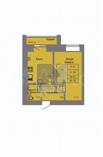 1-к. квартира, 41 м², 4/9 эт.