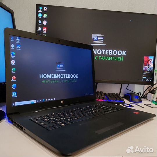Мощный ноутбук HP 17.3 озу12гб SSD/HDD двевидеок