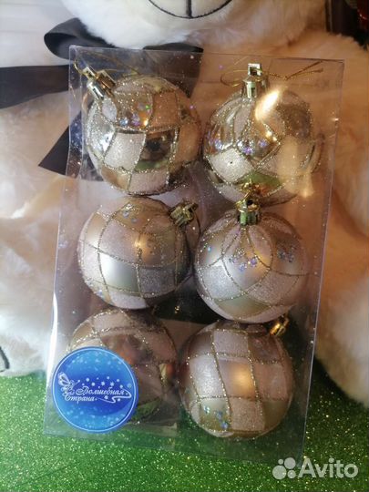 Елочные игрушки 6см золото