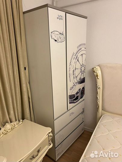 Детская кровать машинка со шкафом