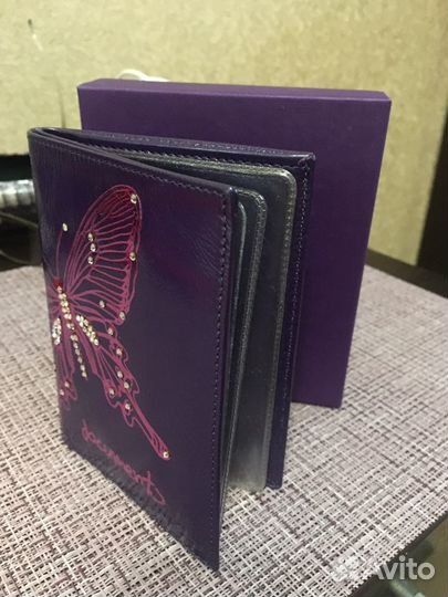 Обложка для автодокументов нат кожа, стразы