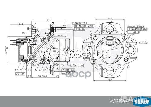 Ступица в сборе WBK6951DU Krauf