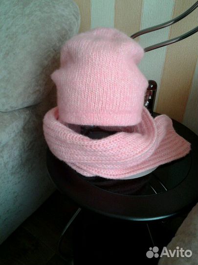 Шапочка бини и шарф ручная работа