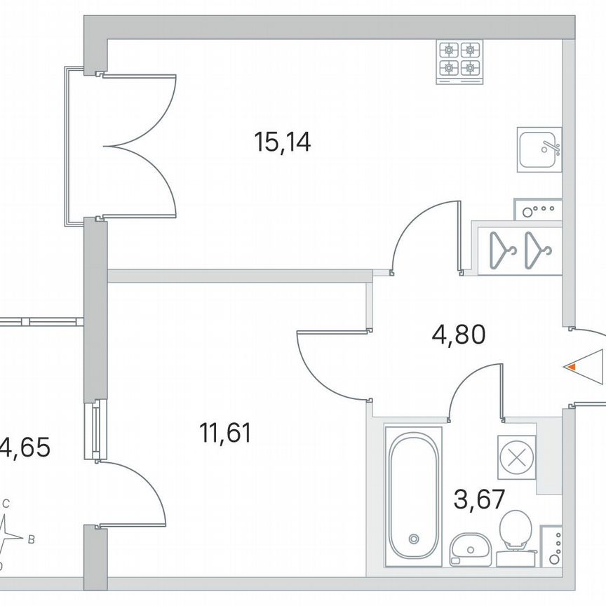 1-к. квартира, 36,6 м², 4/4 эт.