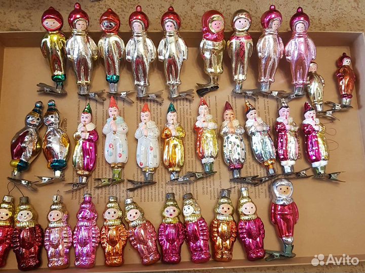 Елочные игрушки СССР клоуны,космонавты
