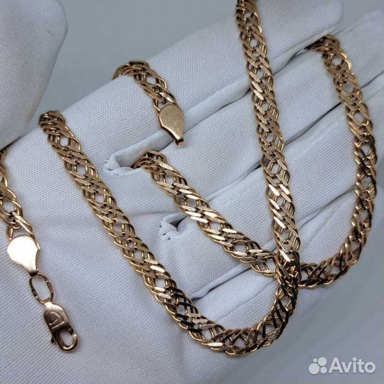 Цепь тройной ромб, золото 585 (14K), вес 16.52 г