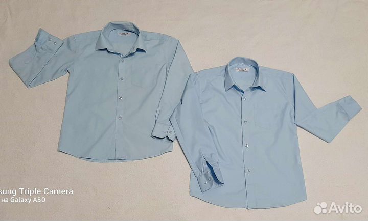 Рубашки школьные цвет голубой и синий р.122-128