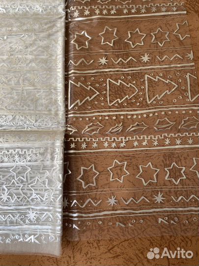 Органза отрез с серебряными узорами 1,5х3м