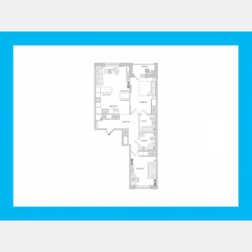 2-к. квартира, 76 м², 14/14 эт.