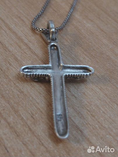 Серебряная Цепочка и Крест Винтаж Красивые Изделия